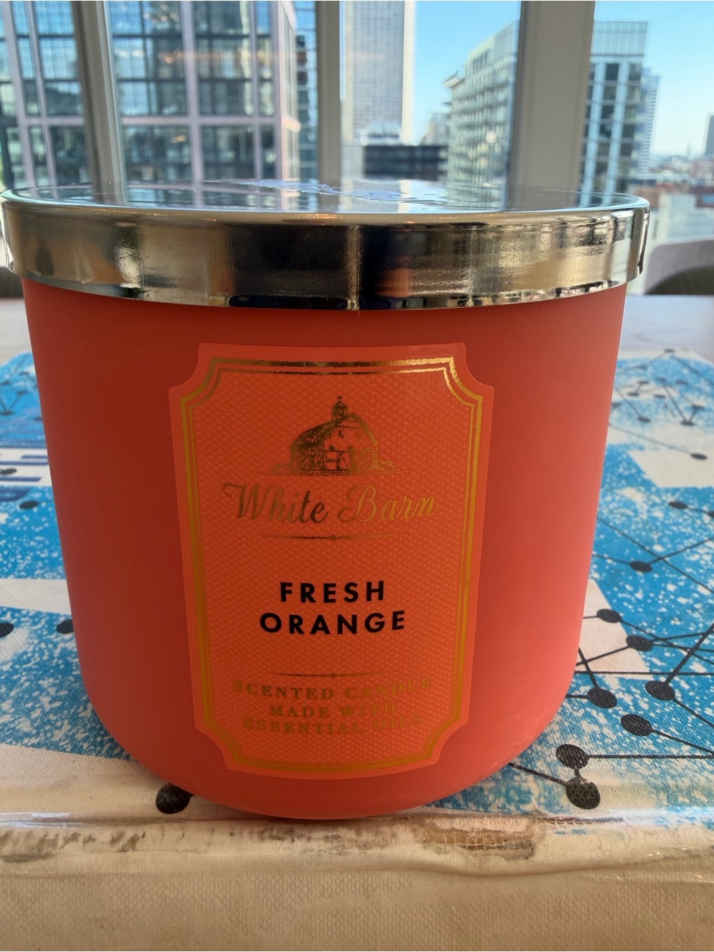 Bath & Body Works White Barn Fresh Orange Scented 3 Wick Candle